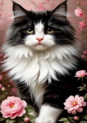 Dijamantno slikanje crno-bijela mačka 30 × 40 cm