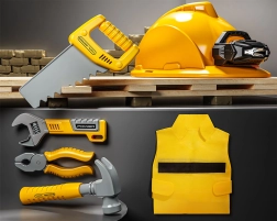 Set alata s kacigom i svjetiljkom za djecu