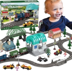 WOOPIE električna željeznička pruga XXL sa stanicom i gradićem, 108 dijelova