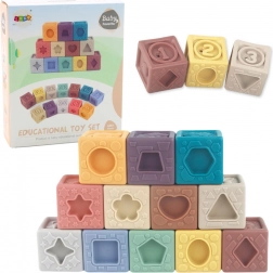 Meke senzorne edukativne kocke, šarene, 12 kom