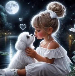 Dijamantno slikanje Djevojka sa psićem 30x40 cm