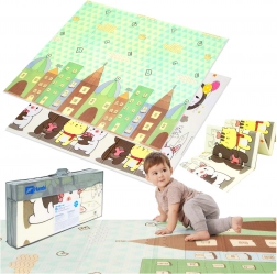 Dvostruka sklopiva pjenasta igraća podloga HUMBI 200 × 180 × 1 cm – grad, životinje