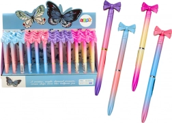 kemijska olovka s mašnicom, raznobojna, plava tinta 0,7 mm