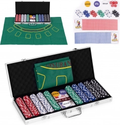 Set za poker i blackjack – 500 žetona, 2 špila karata, kocke, igraća podloga, zaključivi kofer