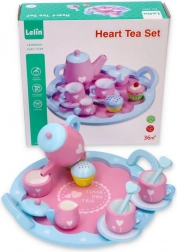 Drvena čajna garnitura sa srcima