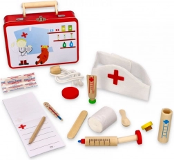Metalni liječnički kovčeg za djecu s drvenim alatima