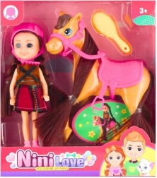 Lutka jahačica na konju 15 cm s dodacima