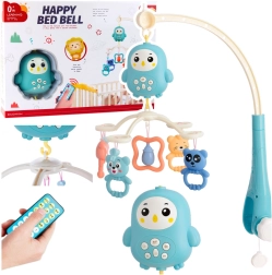 Glazbena vrteška za krevetić s lampicom i zvečkama – plava