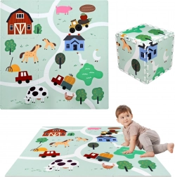 Pjenasta podloga za igranje 90 × 90 cm – čvrste EVA puzzle, 9 dijelova, farma HUMBI