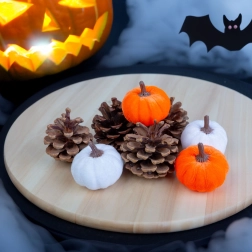 Autumn pumpkin and pine cone decorations, 8 pcs