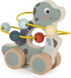 Drveni dinosaurus s labirintom od perlica na kotačićima