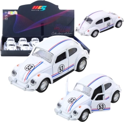 Metalni klasični Buba 1:32 s pull-back pogonom i otvarajućim vratima – bijeli