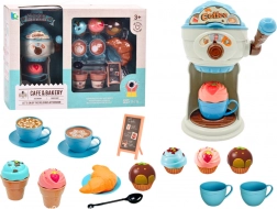 Slatke delicije iz kafića s proizvođačem sladoleda, šalice i muffini