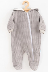 Dječji muslinasti overal s kapuljačom New Baby Comfort Clothes sivi 80 (9–12 mjeseci)