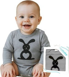 Bodi za bebe s dugim rukavima NEW BABY Životinjica Zeko, sivo
