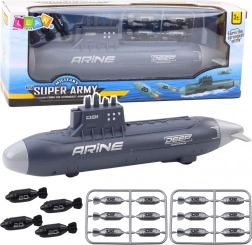 Podmornica s torpedima i trenjnim pogonom, tamnosiva, 28 cm