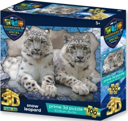 PRIME 3D Puzzle Animal Planet: Ugrožene vrste - Snježni leopardi 3D 100 dijelova