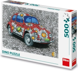 Oslikane puzzle automobil s cvjetnim motivom 500 dijelova