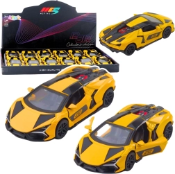 Metalni trkaći autić 1:32 s pull-back pogonom i otvarajućim vratima – žuti
