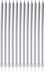 Duge srebrne svjećice za tortu 14,5 cm, 12 kom
