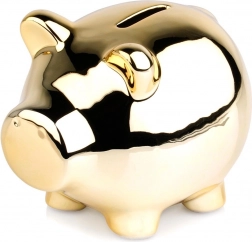 Keramička zlatna kasica u obliku praščića 11,5 × 9 cm