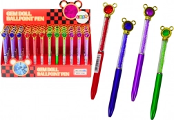 Kuglična olovka s mišićem i blistavim kamenčićima, plava tinta 0,7 mm