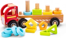 Drveni kamion za razvrstavanje s obojenim oblicima