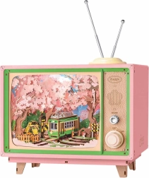 Rokr 3d drvena glazbena kutija retro tv – vožnja kroz šumak sakura diy
