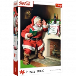 Puzzle 1000 dijelova Coca‑Cola božićni – Djed Mraz kraj kamina