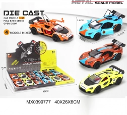 Metalni trkaći autić 1:36 s otvarajućim vratima i pogonom na inerciju