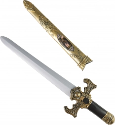 viteški mač sa zlatnom futrolom i zvučnim efektima 55 cm