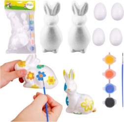 Set za bojanje ukrasa od polistirena 2 zeca i 4 jajeta s bojama