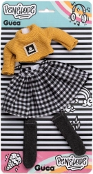 Odjeća za lutku Penelope 34 cm – pleteni džemper, karirana suknja i čarape do koljena