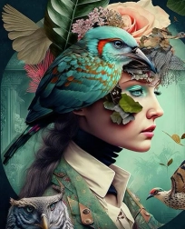 Djevojka s ptičicom 30x40 cm