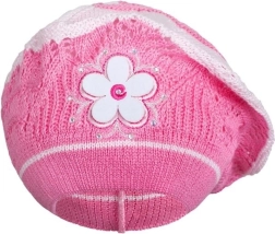 Pleteni beret za djecu New Baby tamnoružičasti