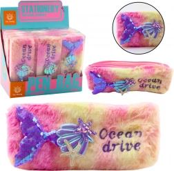 Plišani pernica s morskim repom, ružičastoljubičasta sa šljokicama