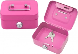 Metalna kasica s lokotom – ružičasta, 2 ključa