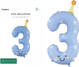 Folijski balon broj 3 svijetloplavi 86 cm