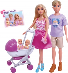 Lutka s obitelji 30 cm s kolicima i dodacima