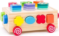 Drveni vagon s razvrstavačem oblika i kockama 3 u 1