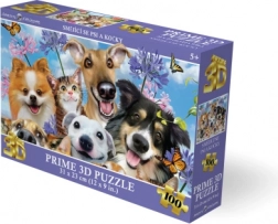 3D puzzle nasmiješeni psi i mačke 100 dijelova