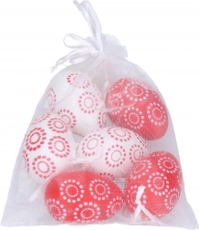 Dekorativna plastična jaja crvenobijela 4x6 cm