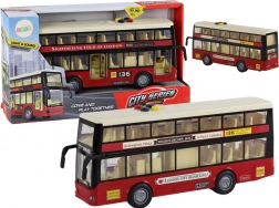 Crveni dvokatni gradski autobus s rasvjetom i zvukom 1:16