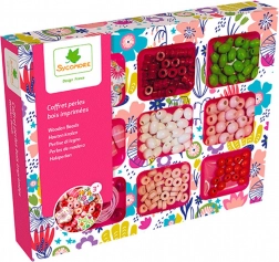 Drvene perle u kutiji s pretincima za izradu nakita