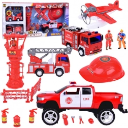 Veliki set vatrogasnih vozila s kacigom
