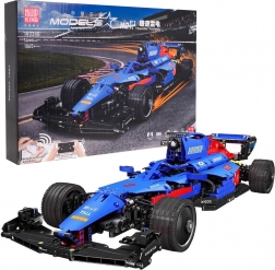 Konstrukcijski set trkaćeg F1 automobila na daljinsko upravljanje, plavi, 1065 dijelova