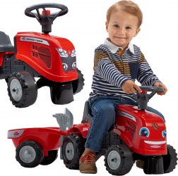 FALK dječji traktor BABY MASSEY FERGUSON s prikolicom i dodacima, crveni