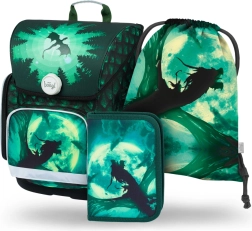 Školski set BAAGL Ergo Drak: torba, pernica, vrećica