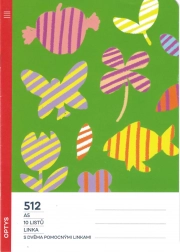 školska bilježnica A5 s pomoćnim crtama za prvašiće, 10 listova