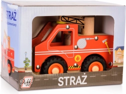 drveni vatrogasni auto s gumenim kotačima